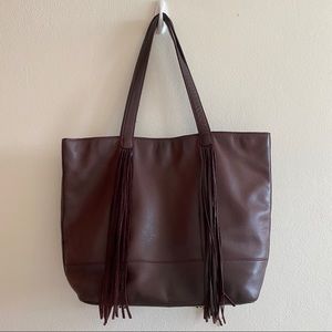 Lucky Brand Leather Shoulder Bag with Tassels
